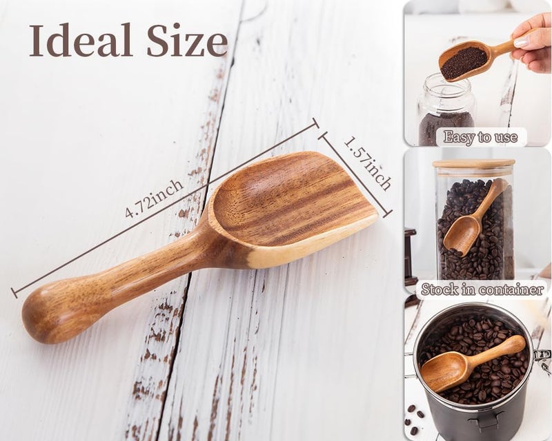 Lebami Wooden Coffee Scoop for Ground Coffee,4pcs Coffee Measuring Scooper for Beans Powder Tea Shovel,Small Wood Spoons Multipurpose for Jars Canisters,Kitchen Spice Pepper Condiment Powder Shovel - Image 3